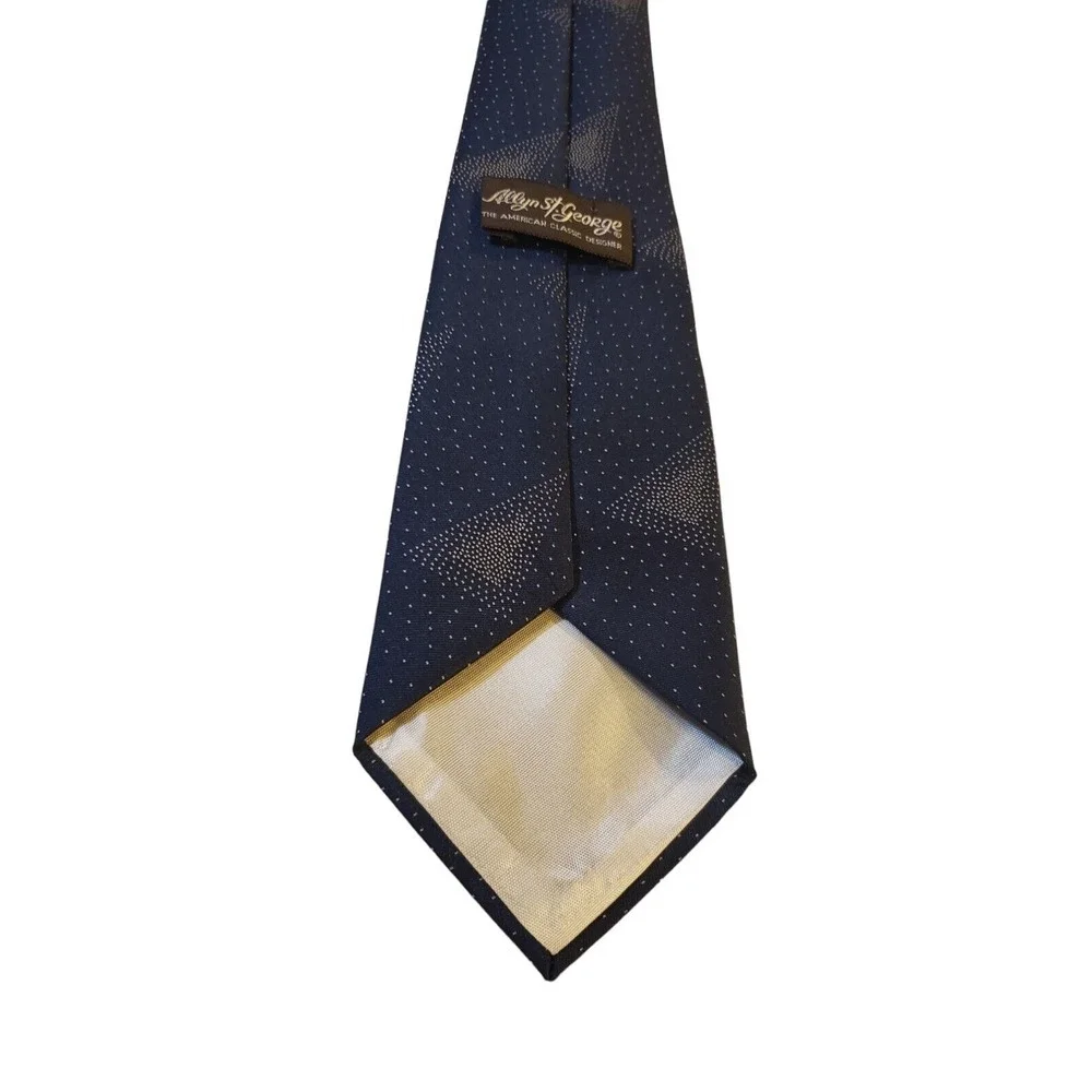 Allyn St George Silk Necktie Black Ivory Geometric Polka Dots Mens‎ Designer